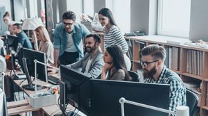 people work in office